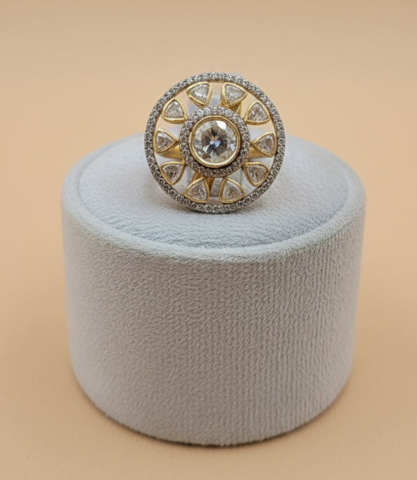 Starburst Bloom Round Traditional Rajwada Polki Ring
