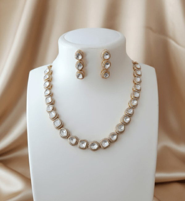 Traditional Silver Polki Rajwada Necklace for women in sterling silver 925