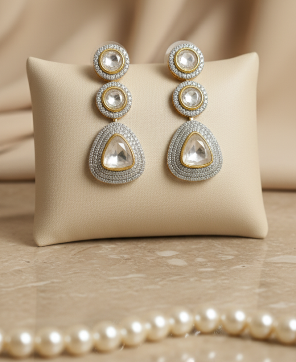 Ethereal Triad Rajwada Polki stunning Earrings for women in Sterling Silver 925