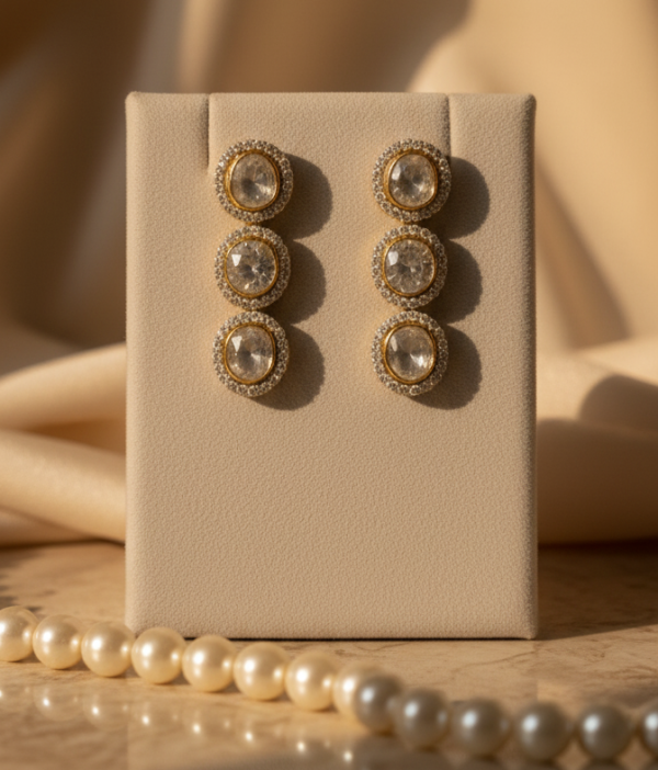Opaline Grace Rajwada Polki stunning Earrings for women in Sterling Silver 925