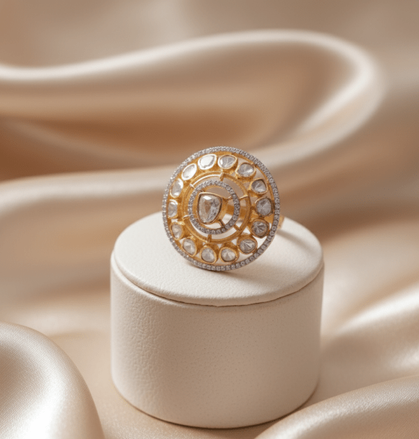 Round Traditional Rajwada Polki Ring