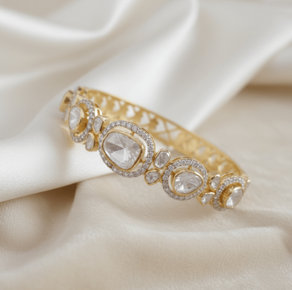 Traditional Silver Polki Rajwada Bracelet for women in sterling silver 925