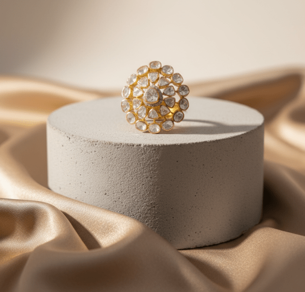 Traditional Rajwada Polki and moissanite Ring for Women