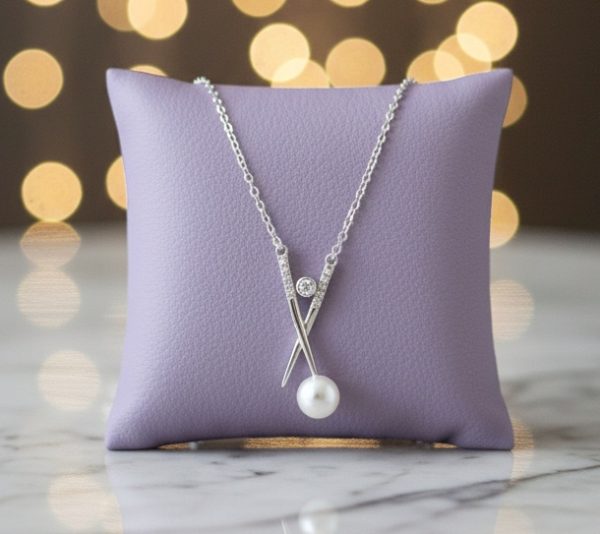 Pearl X-Drop Necklace For Women In Sterling Silver 925