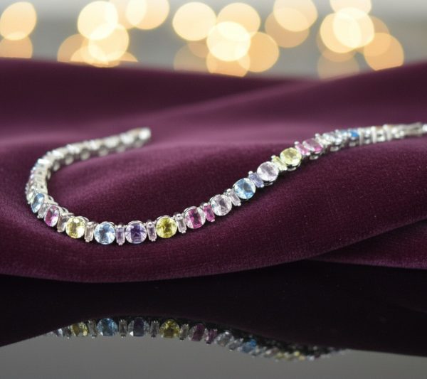 Pastel Bloom Bracelet in Sterling Silver 925, Perfect Gift for her