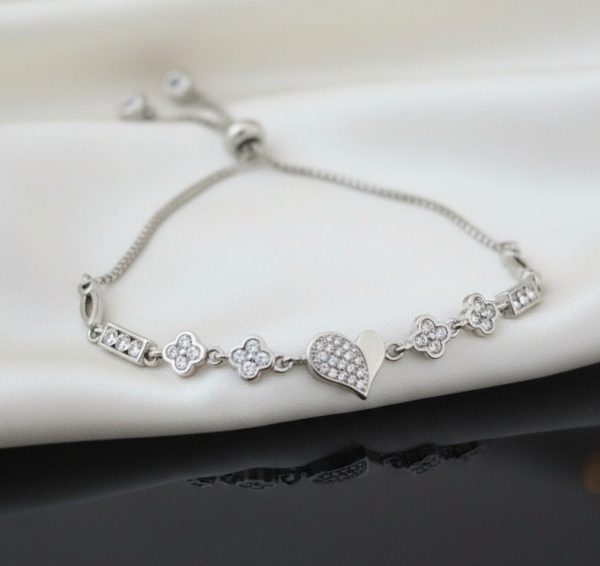 Four Leaf Wish Bracelet in Sterling Silver 925, Perfect Gift for her
