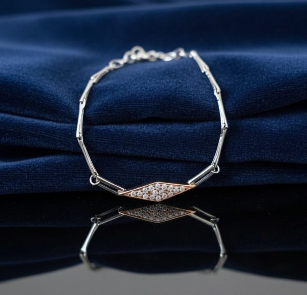 Elegant Charm Chain Bracelet in Sterling Silver 925, Perfect Gift for her