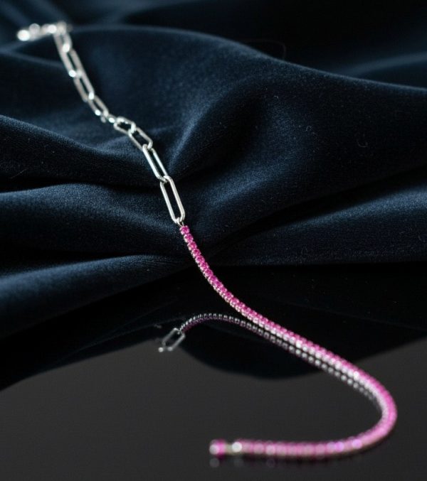 Pink Pulse Bracelet in Sterling Silver 925, Perfect Gift for her