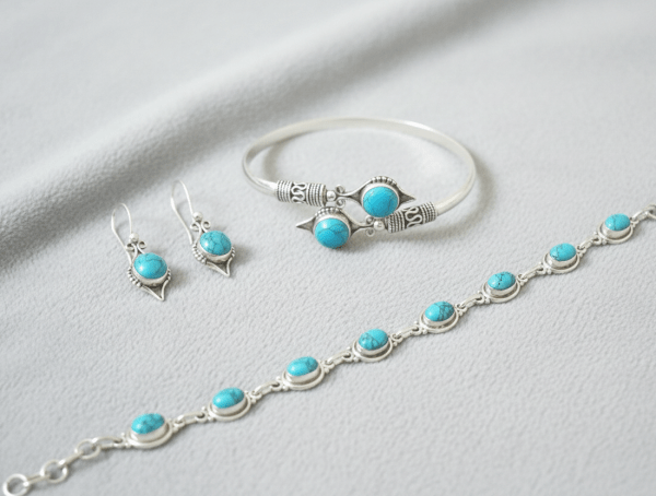Turquoise Harmony Set in Sterling Silver 925, Perfect Gift for her