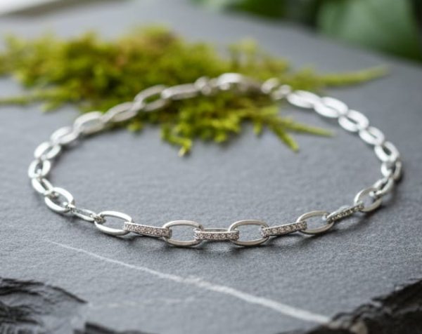 Crystal Loop Bracelet in Sterling Silver 925, Perfect Gift for her