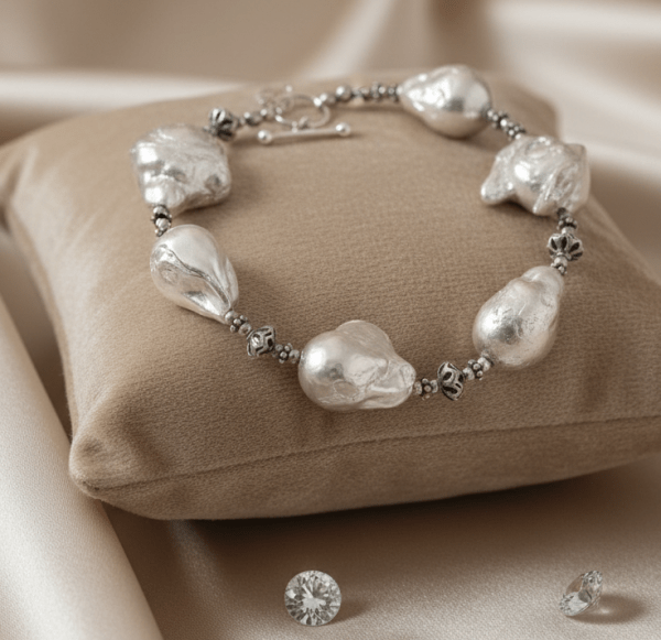 Frosted Sculpture Bracelet in Sterling Silver 925, Perfect Gift for her