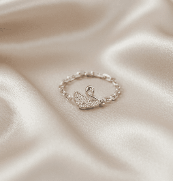 Lumine Swan Chain Ring for women in sterling silver 925