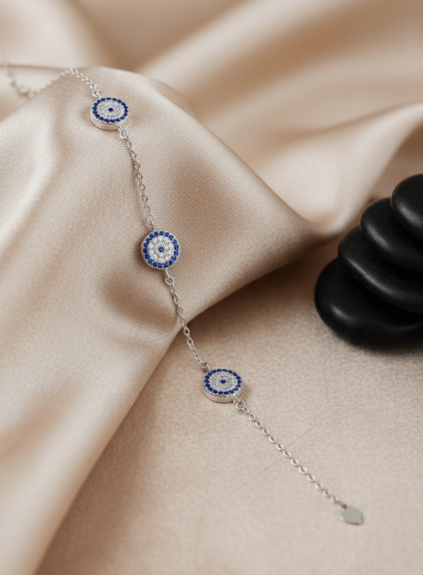 Celestial Blue Aura Bracelet in Sterling Silver 925, Perfect Gift for her