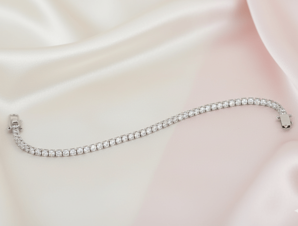 Diamond Halo Strand Bracelet in Sterling Silver 925, Perfect Gift for her