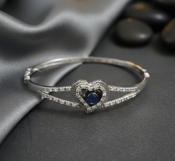 Celestial Blue Heart Bracelet in Sterling Silver 925, Perfect Gift for her