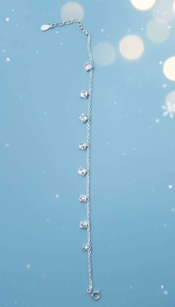 Frosted Crystal Drops Bracelet in Sterling Silver 925, Perfect Gift for Women
