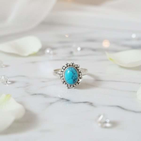 Celestial Blue Turquoise Ring in Sterling Silver 925