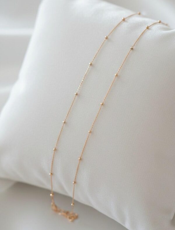 Rose Gold Dainty Satellite Bead Silver Chain Anklet