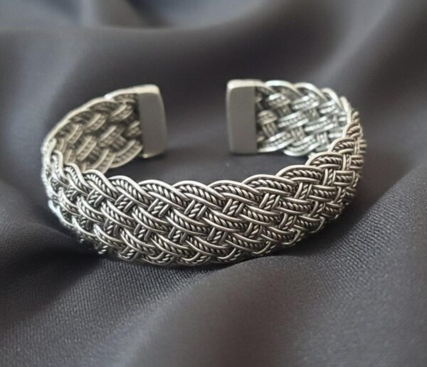 Men’s Heavy Weave Silver Cuff Bracelet