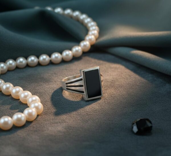 Broad and Thick Black Silver Ring