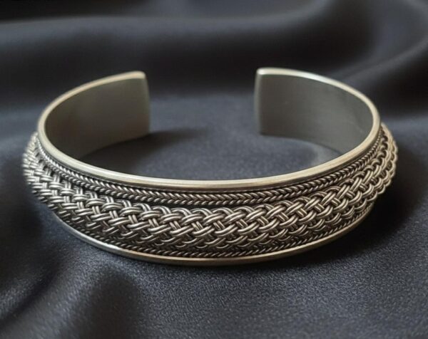 Men’s Braided Silver Cuff Bracelet