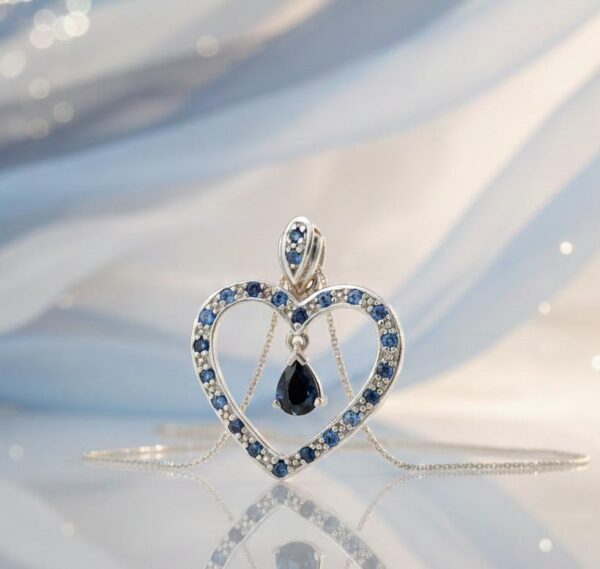 Eternal Blue Sapphire Heart Pendant