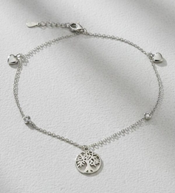 Sterling Silver "Tree of Life" Symbol Charm Anklet