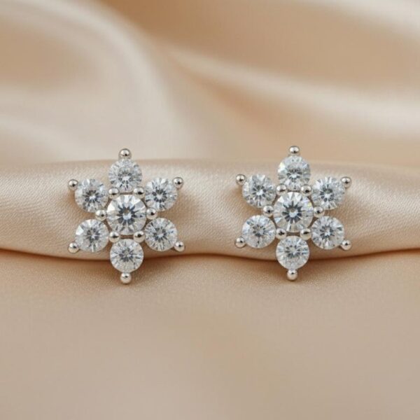 Radiant Cluster Stud Earrings in Sterling Silver 925