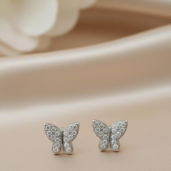 Pavé Butterfly Stud Earrings in Sterling Silver 925