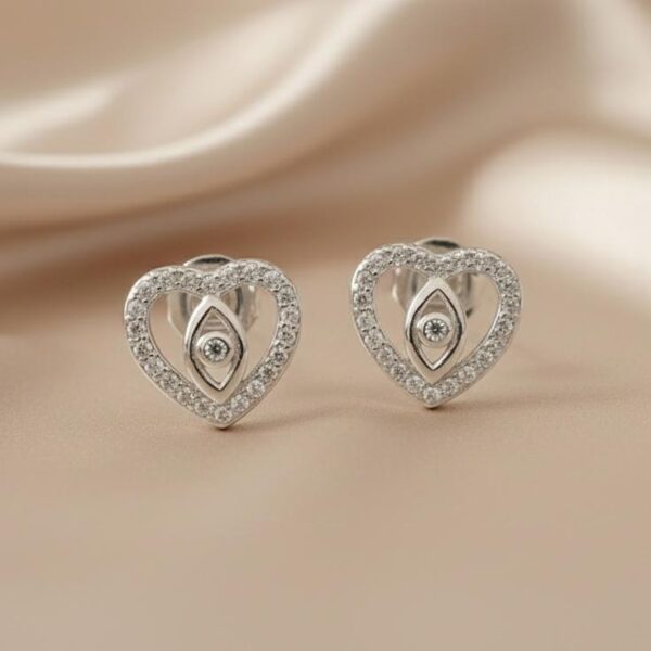 Eternal Heart Pavé Stud Earrings in Sterling Silver 925