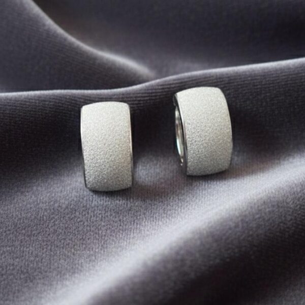 Matte Glitter-Finish Geometric Earrings in Sterling Silver 925