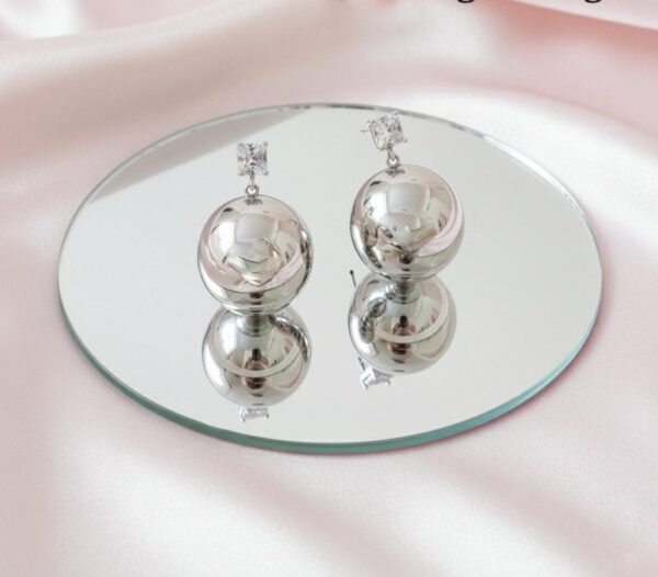 Celeste Sphere Drop Earrings in Sterling Silver 925