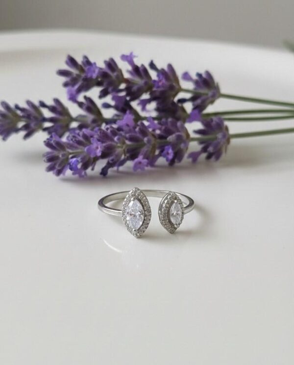 Marquise Duo Halo Ring for women in sterling silver 925