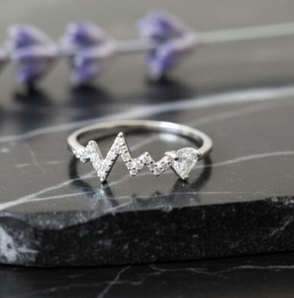 Sparkling Heartbeat Ring in Sterling Silver 925