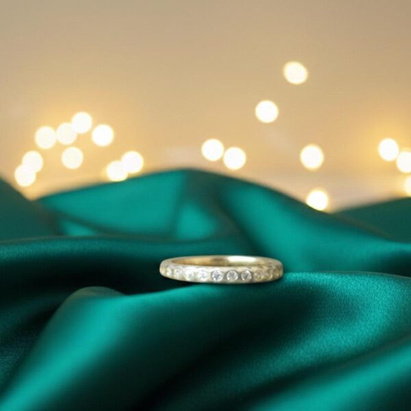 Gold Eternity Band with Inset Crystals