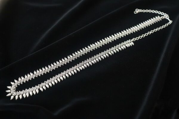Antique Oxidized Silver Waist Chain with Intricate Floral and Leaf Motifs