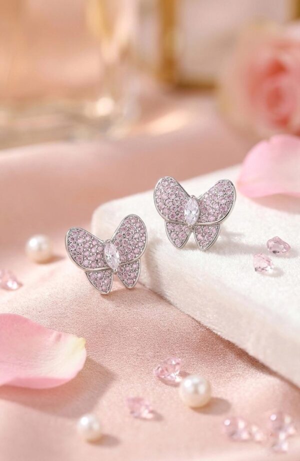Butterfly Stud Earrings in Sterling Silver 925