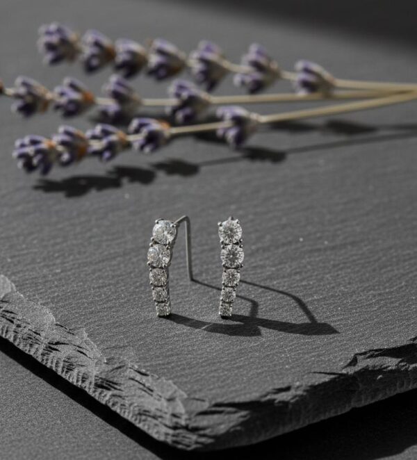 Minimal Pavé Bar Stud Earrings in Sterling Silver 925
