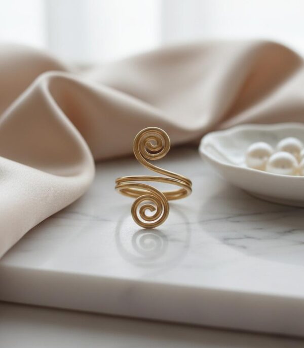 Eterna Spiral Gold Statement Ring