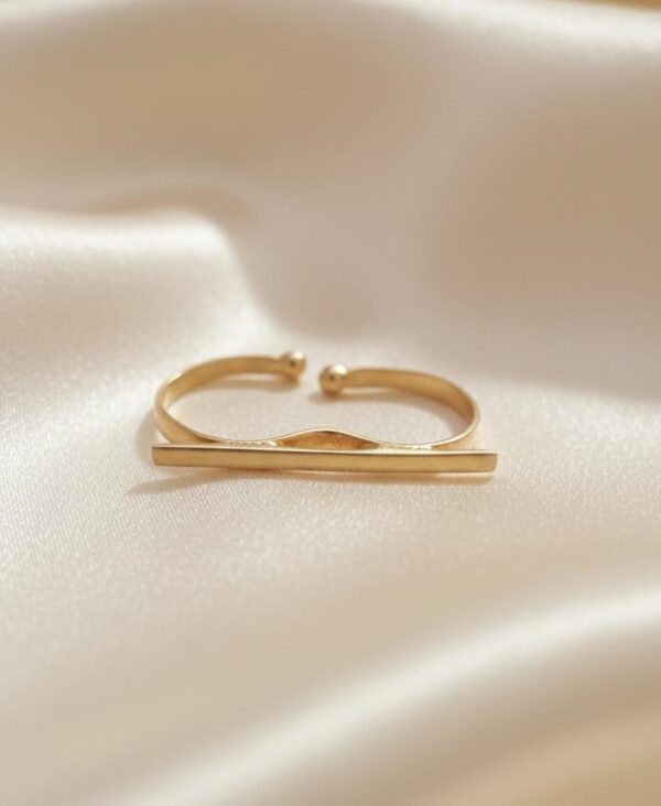 Serene Wave Open Gold Ring in Sterling Silver 925