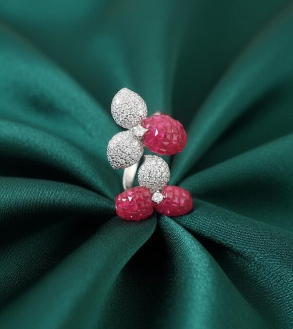 Ruby Bloom Diamond Cluster Ring