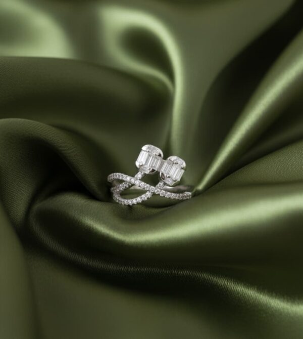 Radiant Dual-Stone Statement Ring in Sterling Silver 925