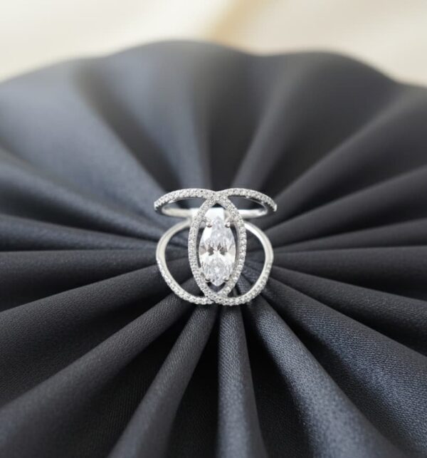 Celestial Marquise Orbit Ring in Sterling Silver 925