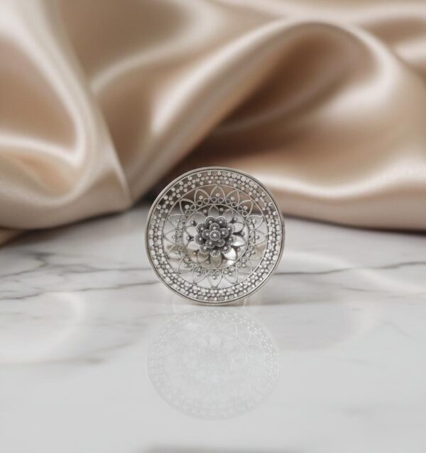 Oxidized Large Cocktail Ring in Sterling Silver 925