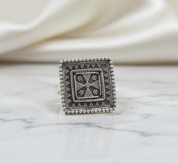 Oxidized Vintage Square Ring