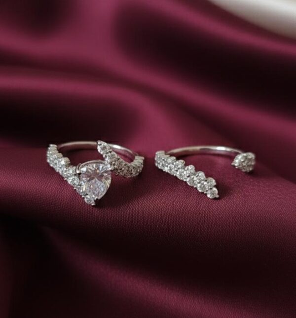 Pear-Cut Cubic Zirconia Bypass Engagement Ring Set in Sterling Silver 925