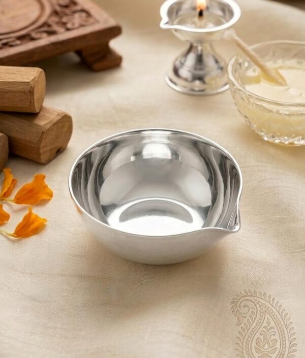 Sterling Silver Bowl-Style Diya with High-Shine Polished Finish