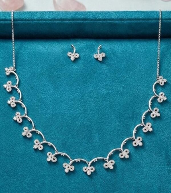 Infinity Symbol Crystal Necklace Set with Earrings in Sterling Silver 925