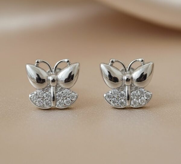 Crystal Butterfly Mini Studs Earrings in Sterling Silver 925