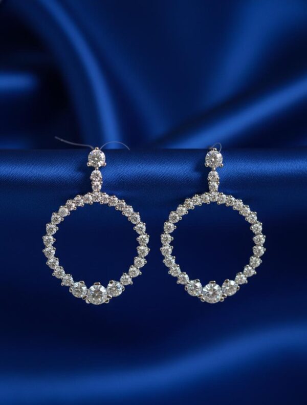 Brilliant Round-Cut Halo Drop Earrings in Sterling Silver 925